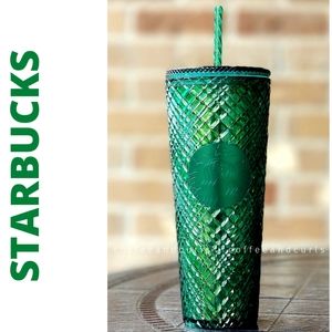 Starbucks Emerald Green Jeweled Venti Cold Cup Tumbler Winter 2021 NWT